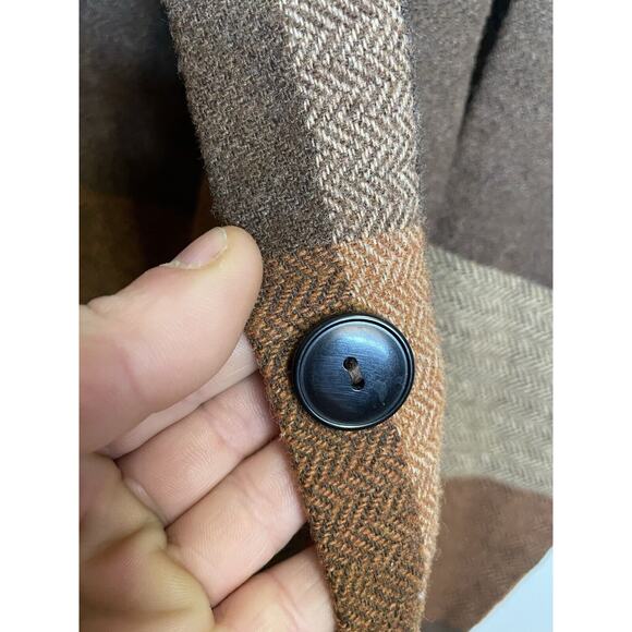 60s 70s‎ vintage brown wool flannel Lightweight coat Jacket Duster USA folklore - Picture 7 of 16